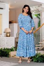 Hand Block Printed Cotton Long Dress -the heritage