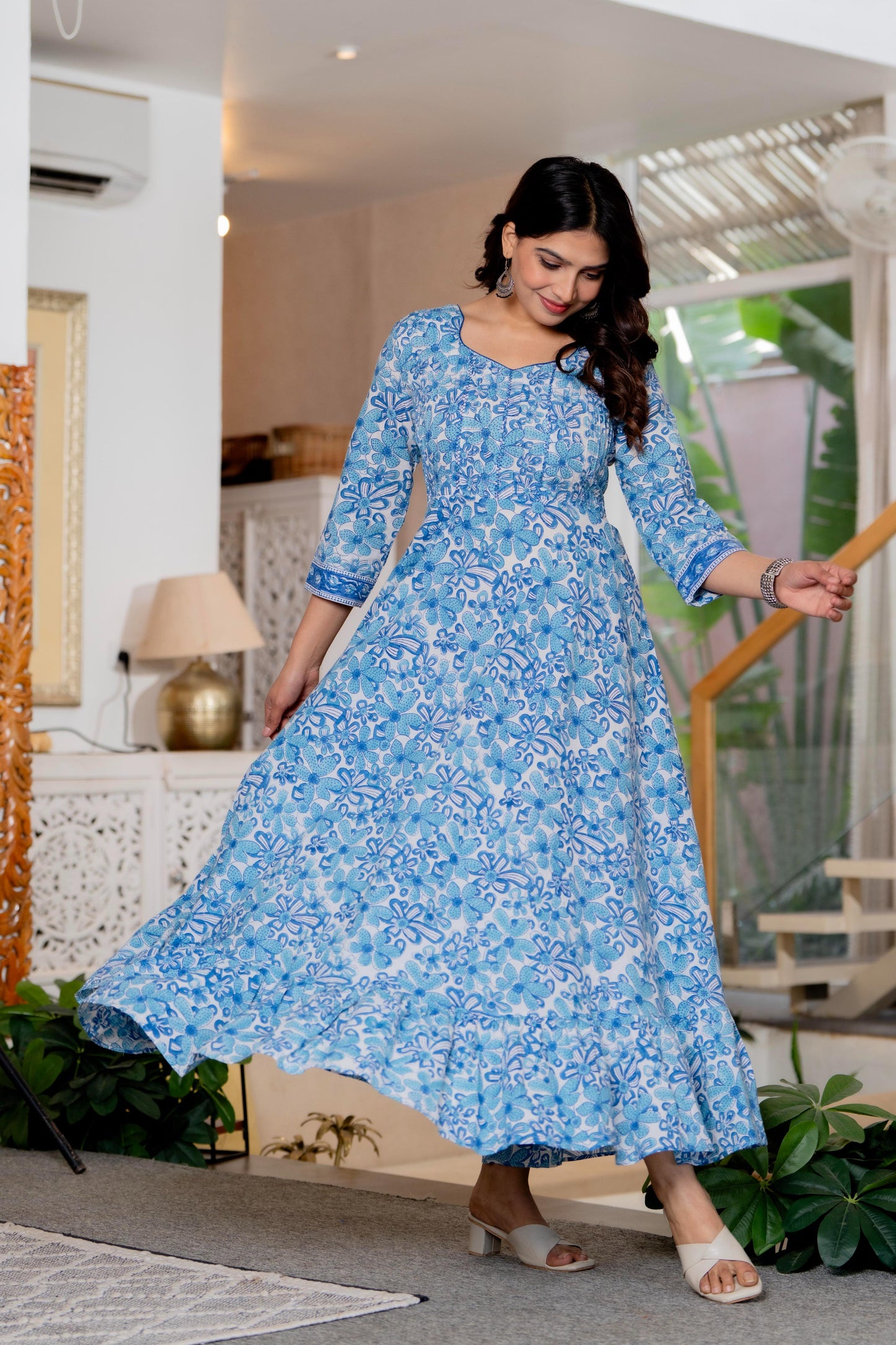 Hand Block Printed Cotton Long Dress -the heritage