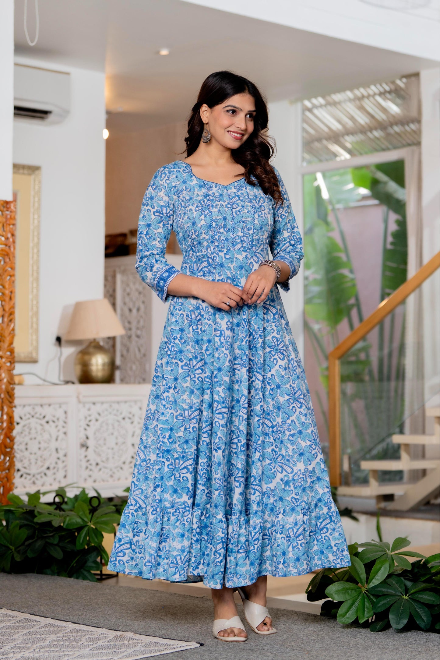 Hand Block Printed Cotton Long Dress -the heritage