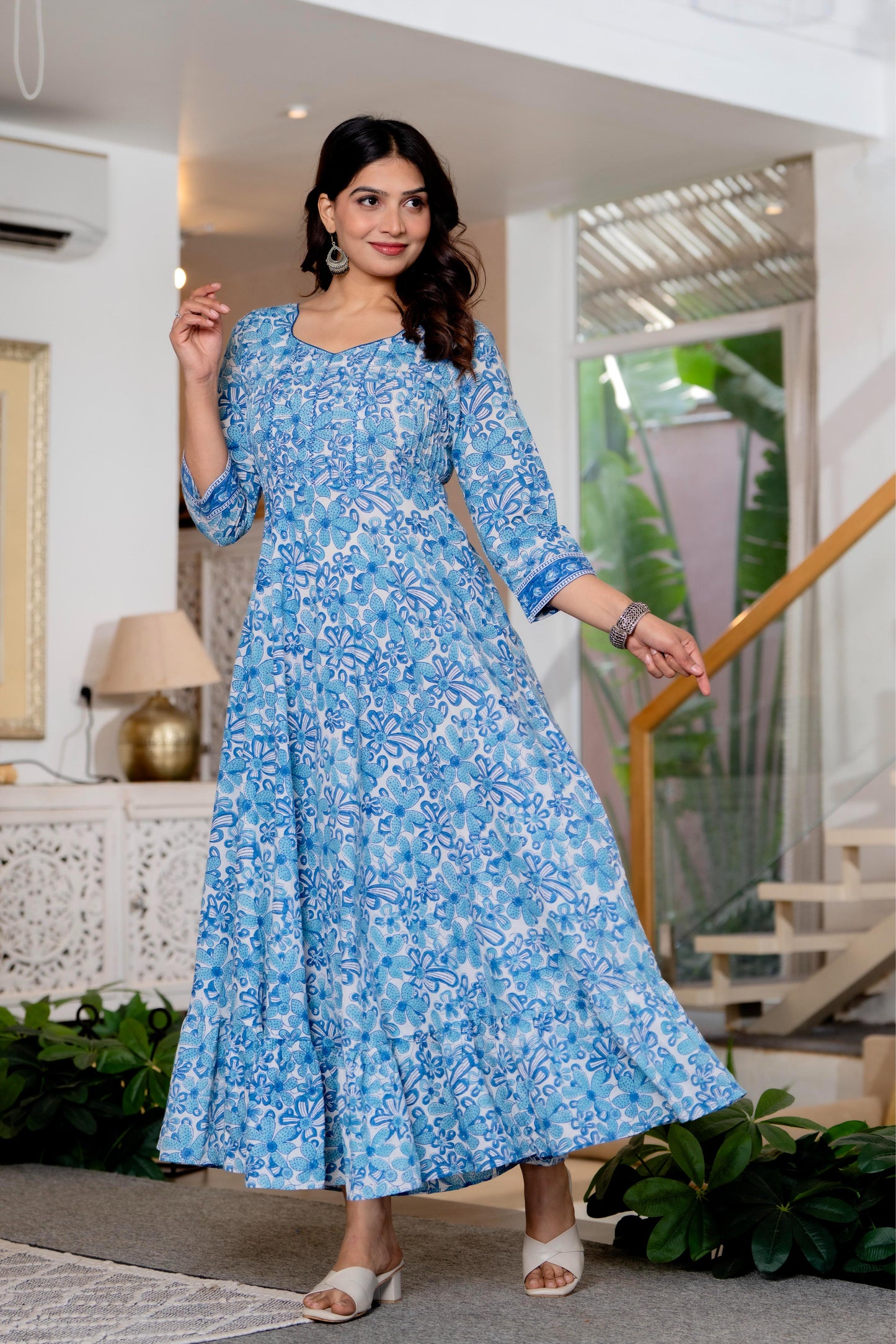 Hand Block Printed Cotton Long Dress -the heritage