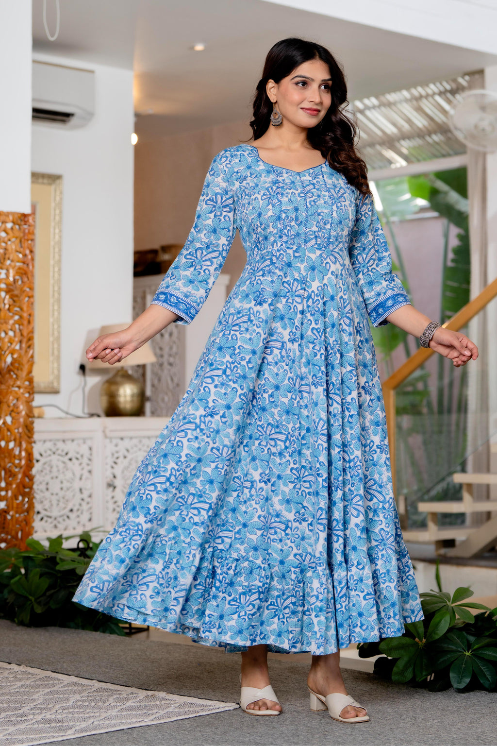 Hand Block Printed Cotton Long Dress -the heritage