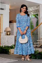 Hand Block Printed Cotton Long Dress -the heritage