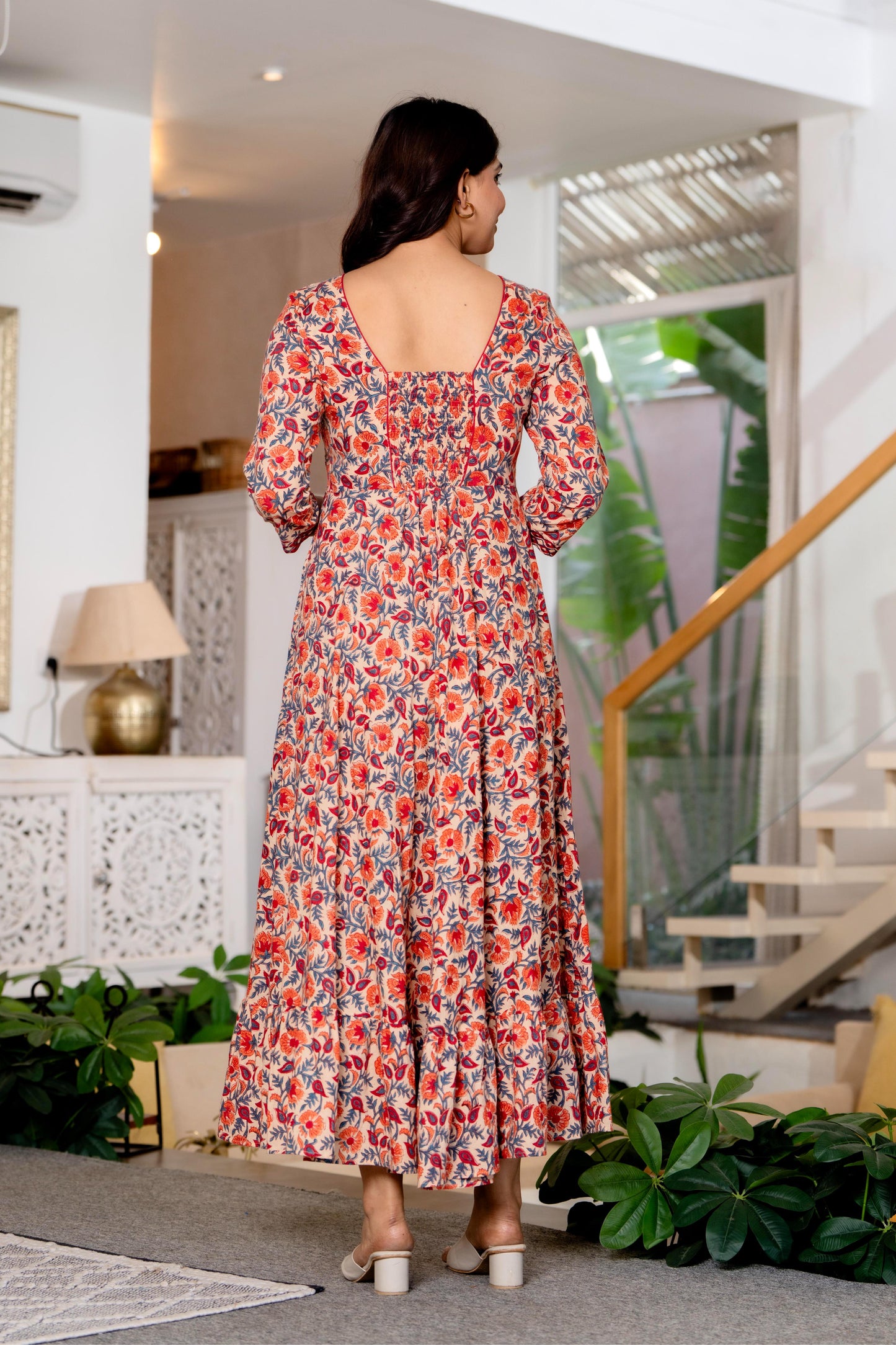 Hand Block Printed Cotton Long Dress -the heritage