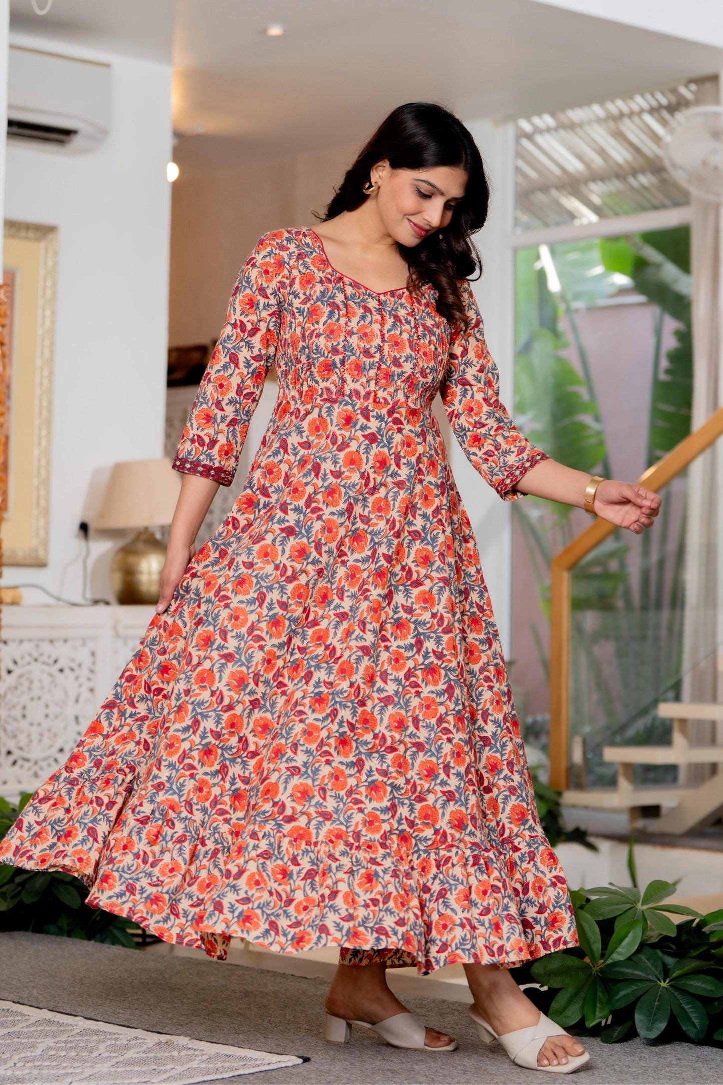 Hand Block Printed Cotton Long Dress -the heritage