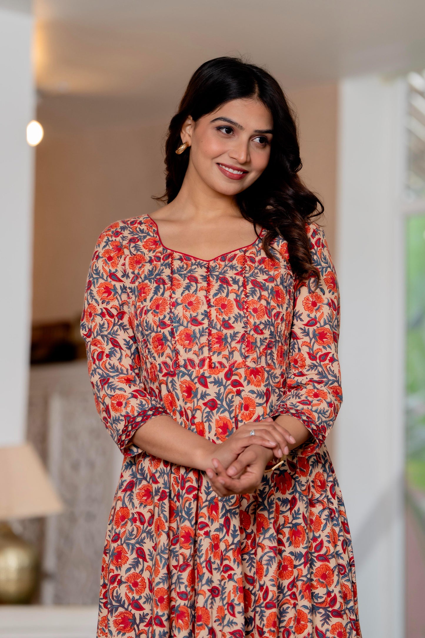 Hand Block Printed Cotton Long Dress -the heritage