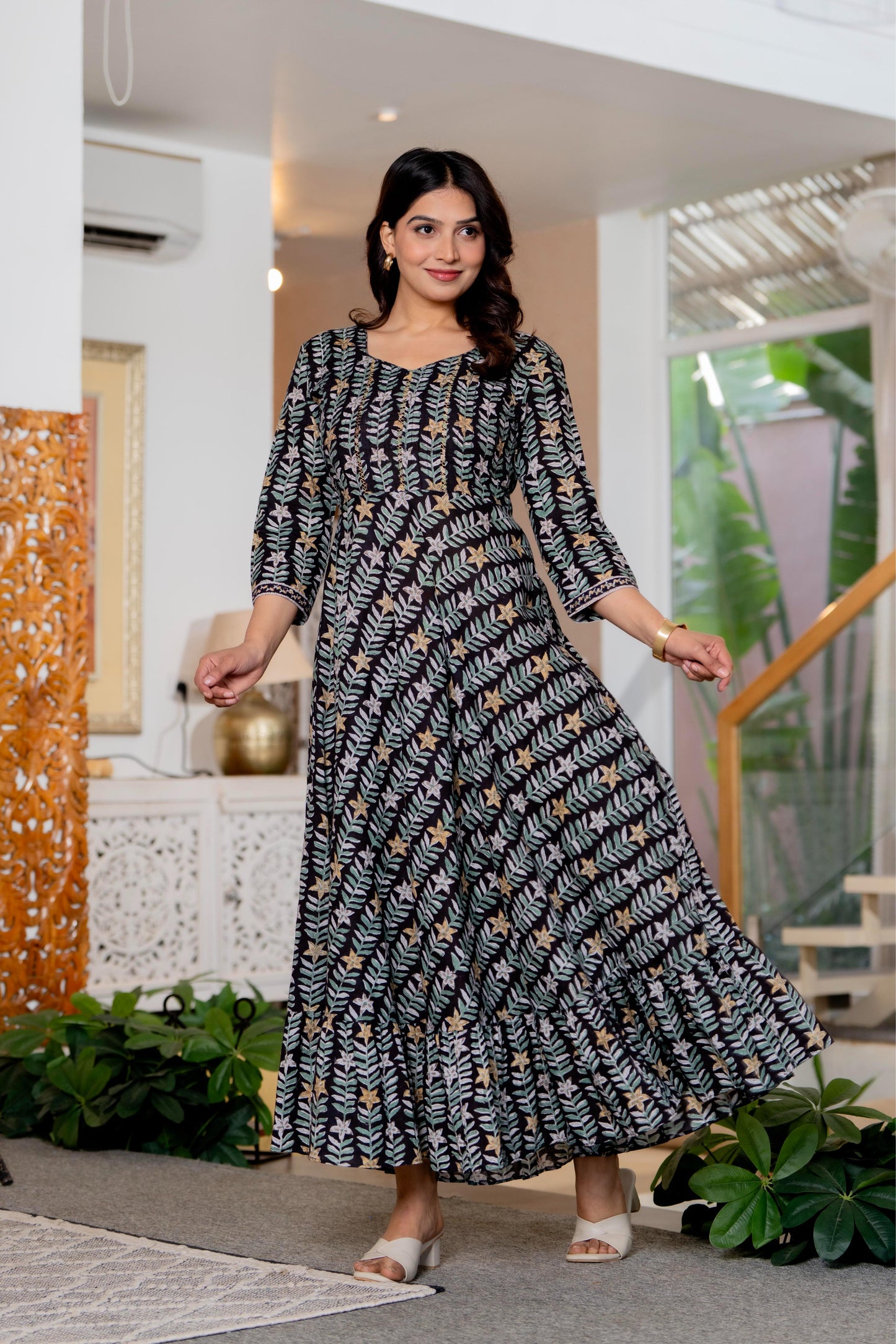 Hand Block Printed Cotton Long Dress -the heritage