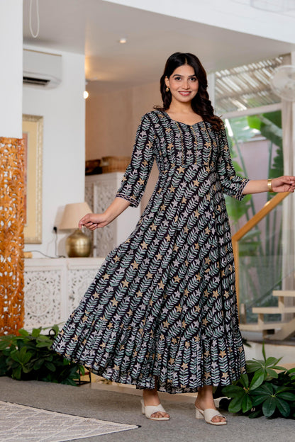 Hand Block Printed Cotton Long Dress -the heritage