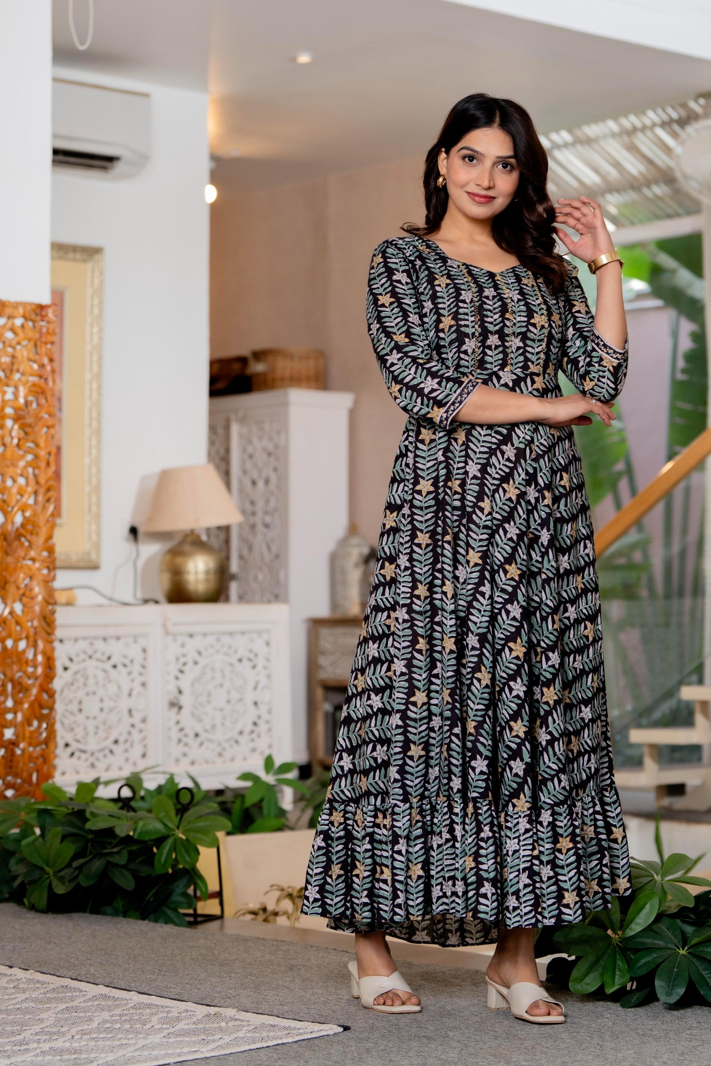 Hand Block Printed Cotton Long Dress -the heritage