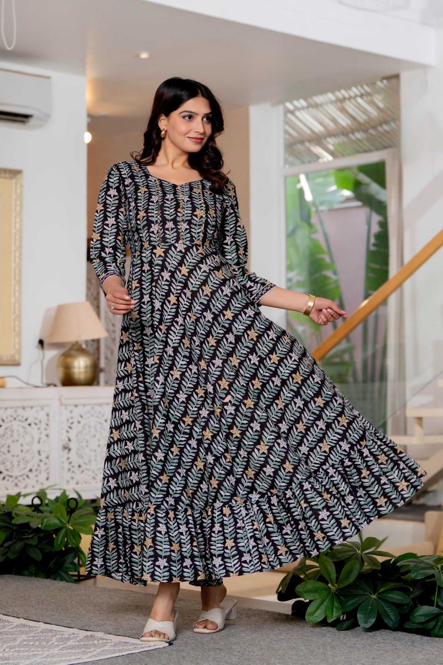 Hand Block Printed Cotton Long Dress -the heritage
