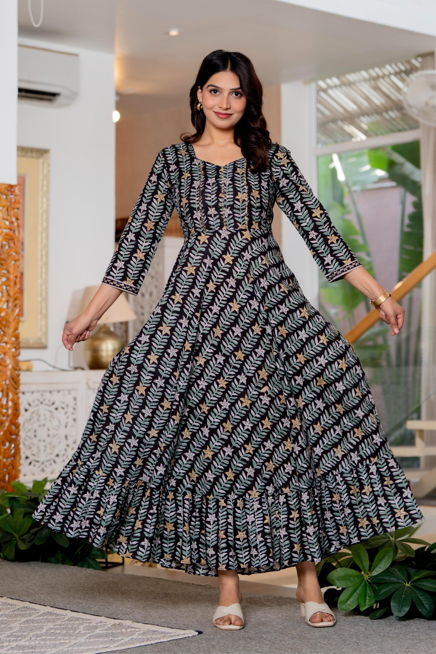 Hand Block Printed Cotton Long Dress -the heritage