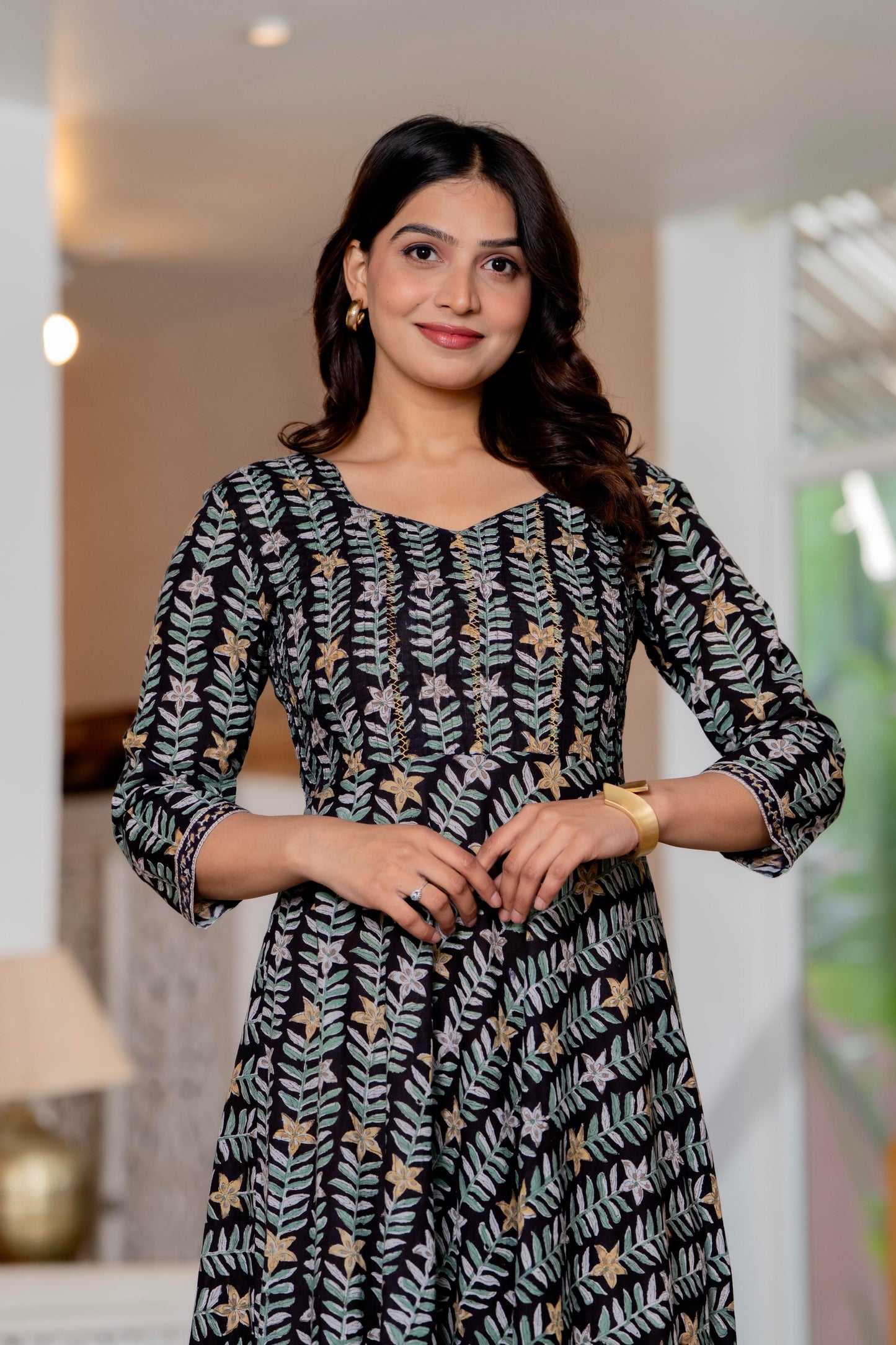 Hand Block Printed Cotton Long Dress -the heritage