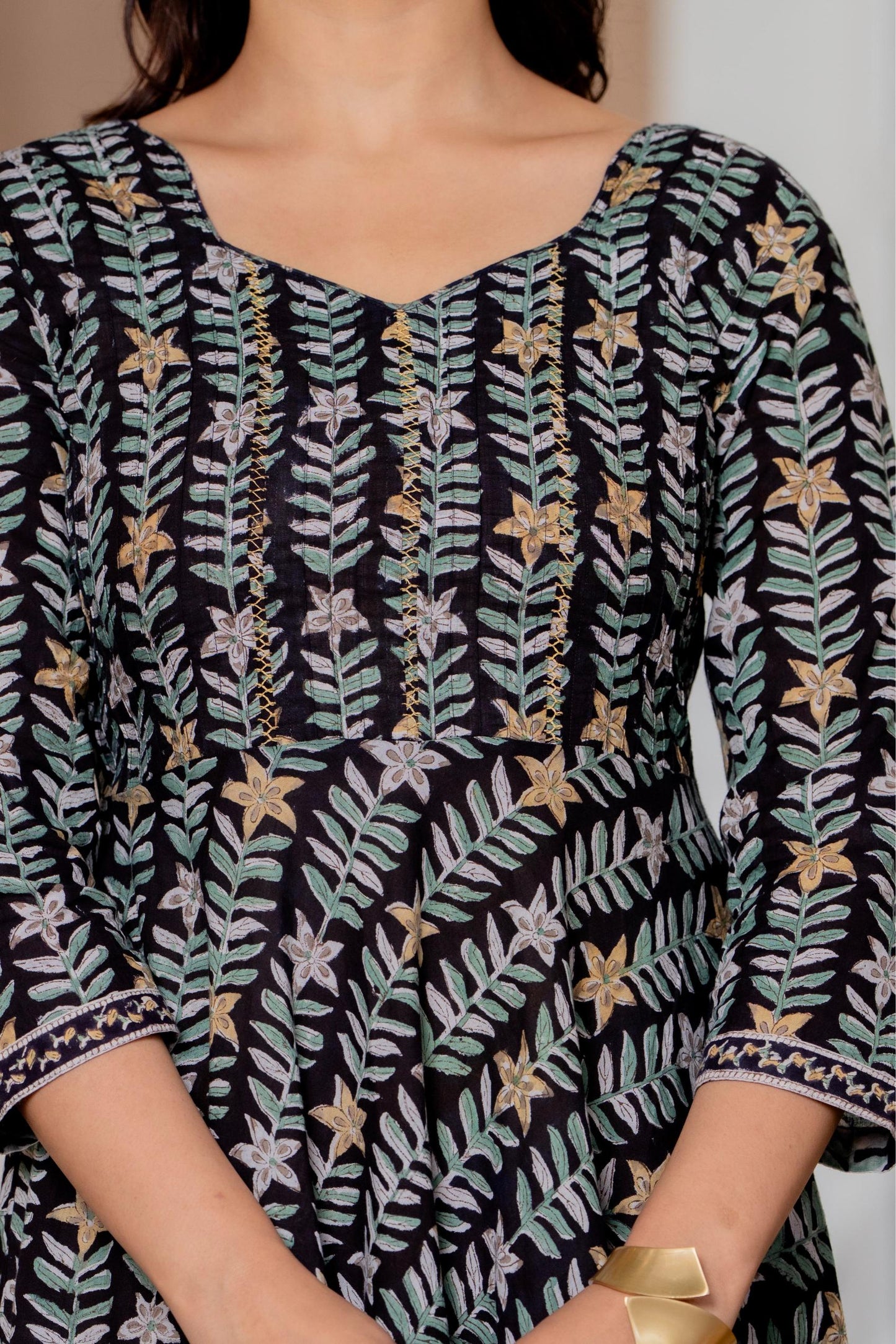 Hand Block Printed Cotton Long Dress -the heritage