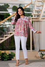 Floral Block print Soft Cotton Short Top
