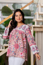 Floral Block print Soft Cotton Short Top