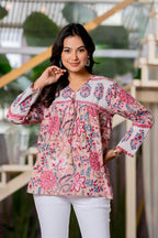 Floral Block print Soft Cotton Short Top