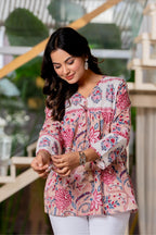 Floral Block print Soft Cotton Short Top