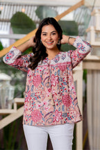Floral Block print Soft Cotton Short Top