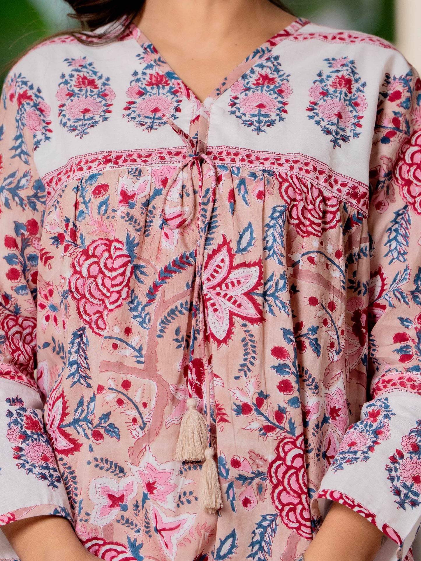 Floral Block print Soft Cotton Short Top