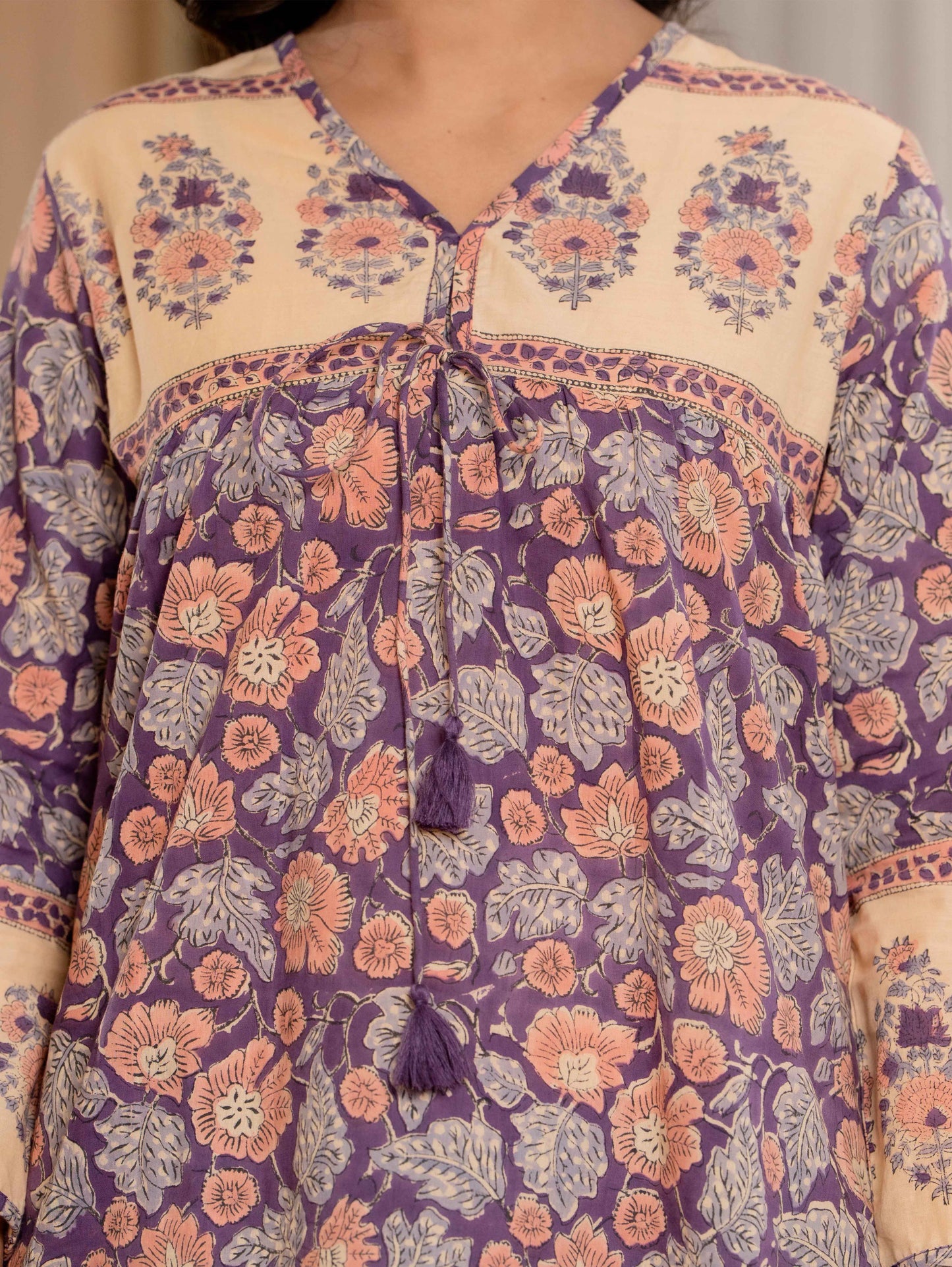 Floral Block print Soft Cotton Short Top