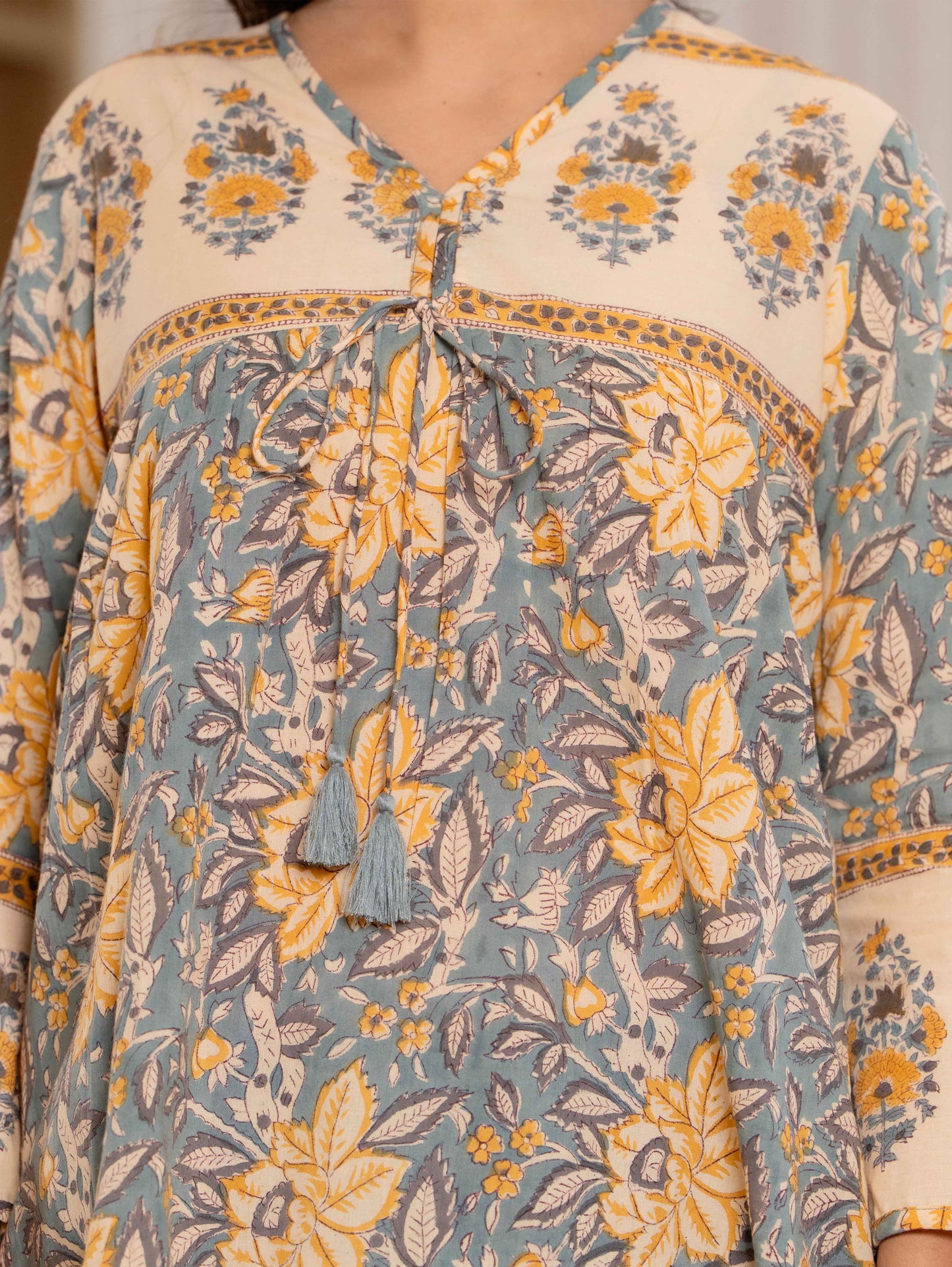 Floral Block print Soft Cotton Short Top