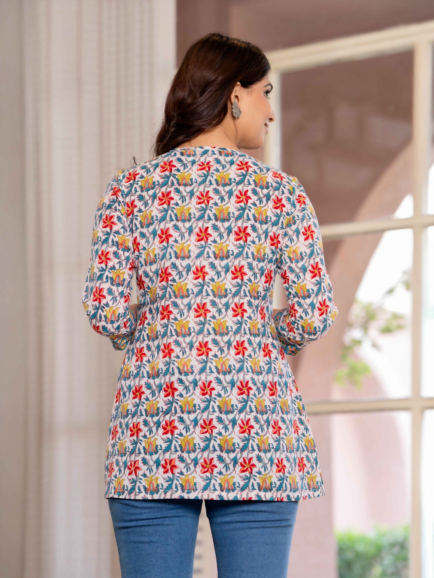 Floral Block print Soft Cotton Short Top