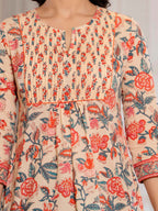 Floral Block print Soft Cotton Short Top