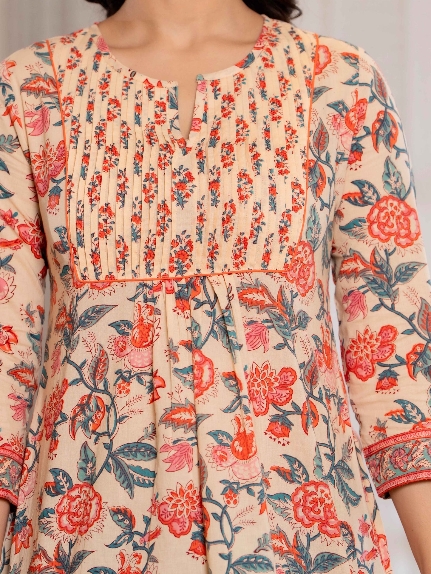 Floral Block print Soft Cotton Short Top