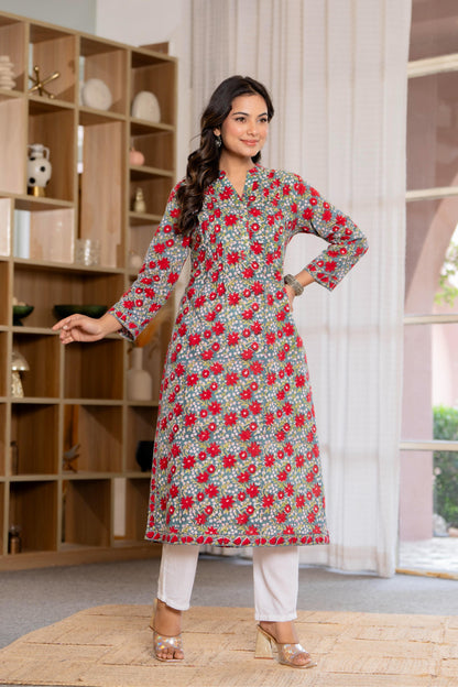 Elegance Charm Cotton Block Print Top