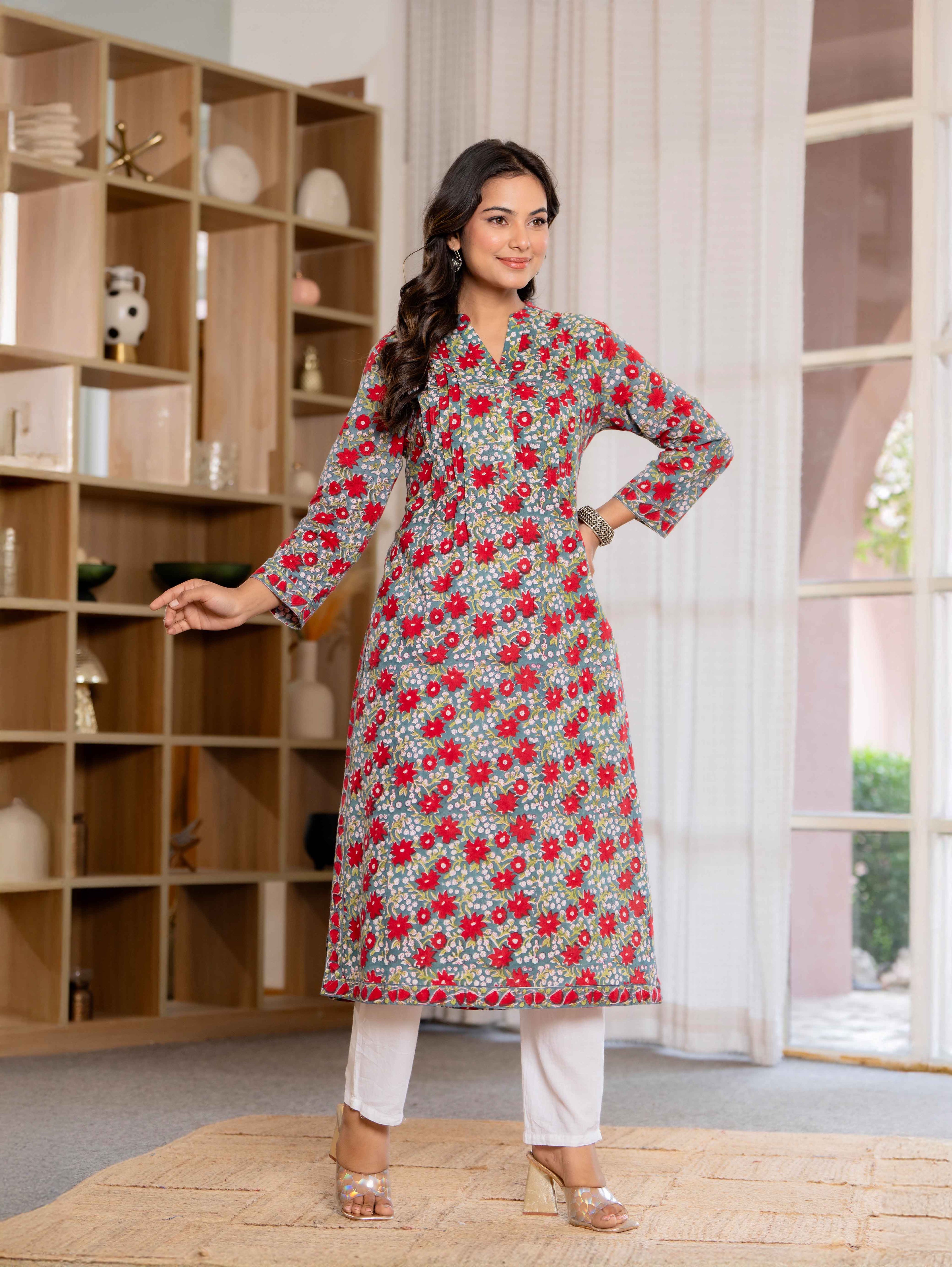 Elegance Charm Cotton Block Print Top