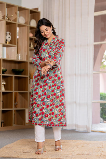 Elegance Charm Cotton Block Print Top