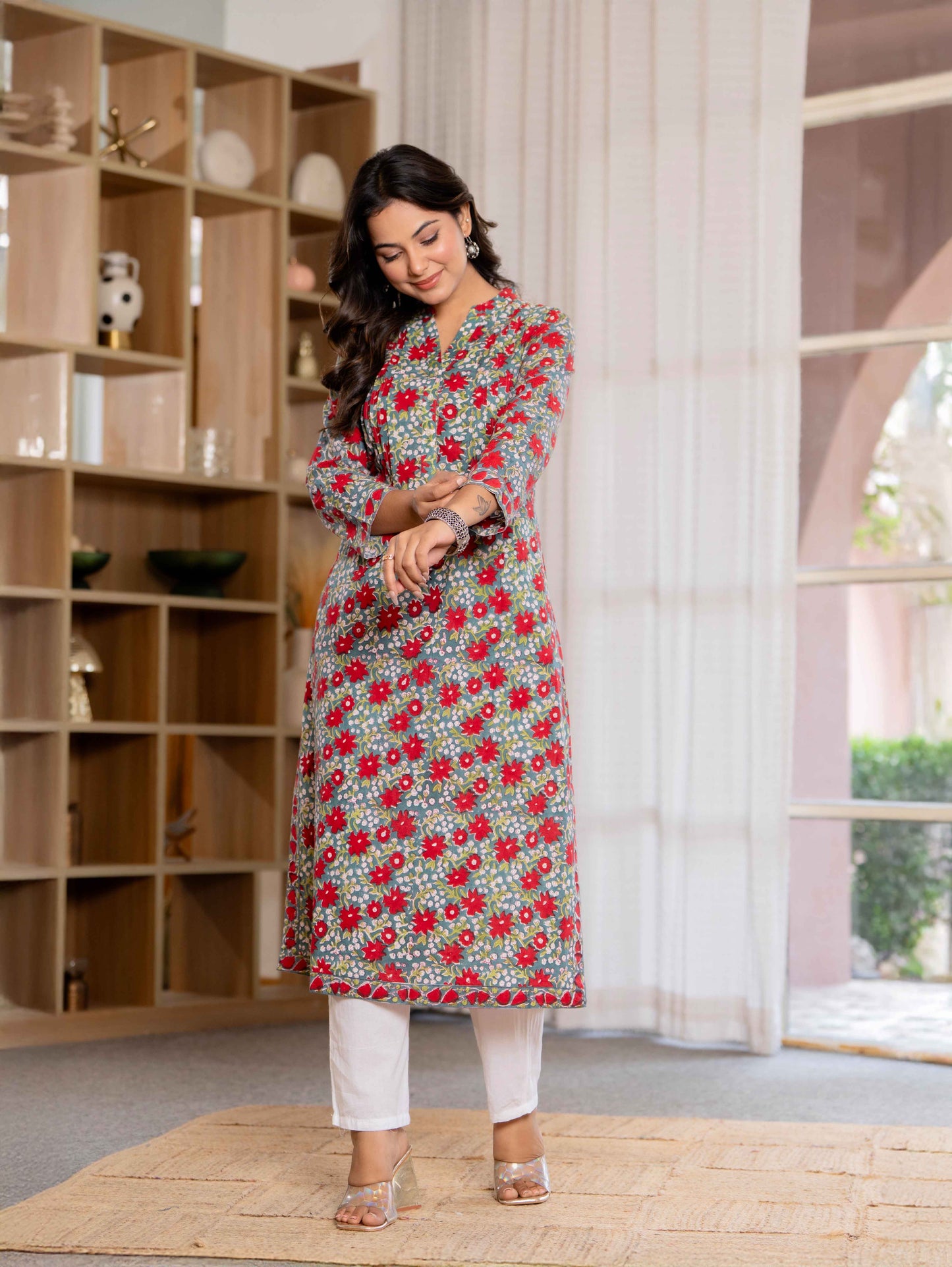 Elegance Charm Cotton Block Print Top