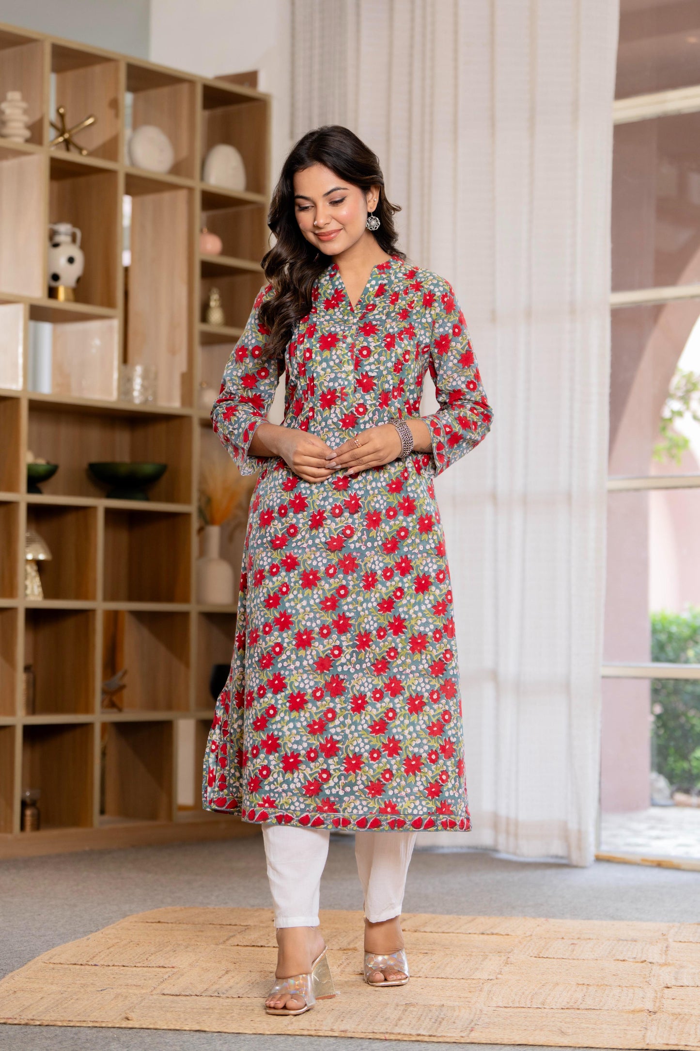 Elegance Charm Cotton Block Print Top