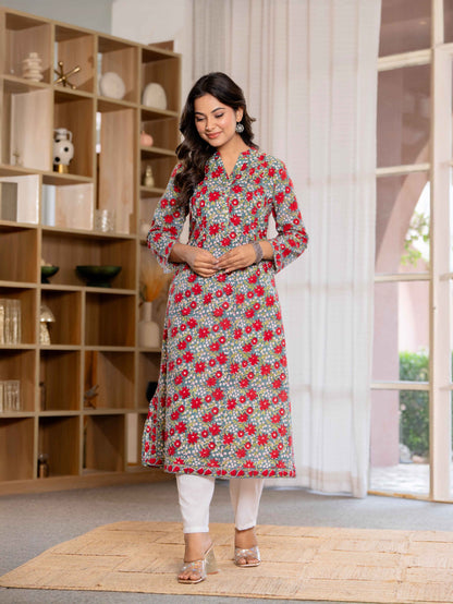 Elegance Charm Cotton Block Print Top