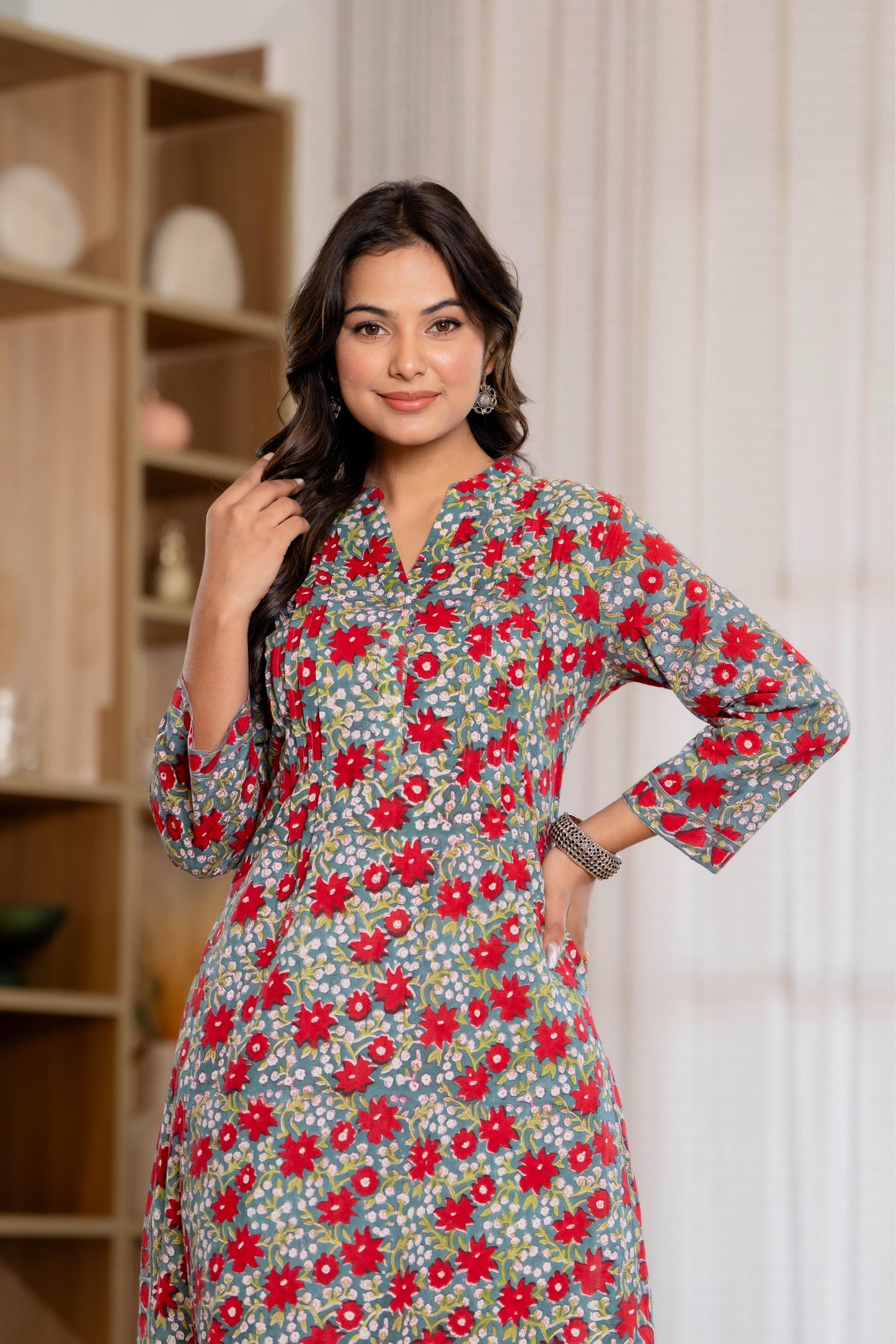 Elegance Charm Cotton Block Print Top