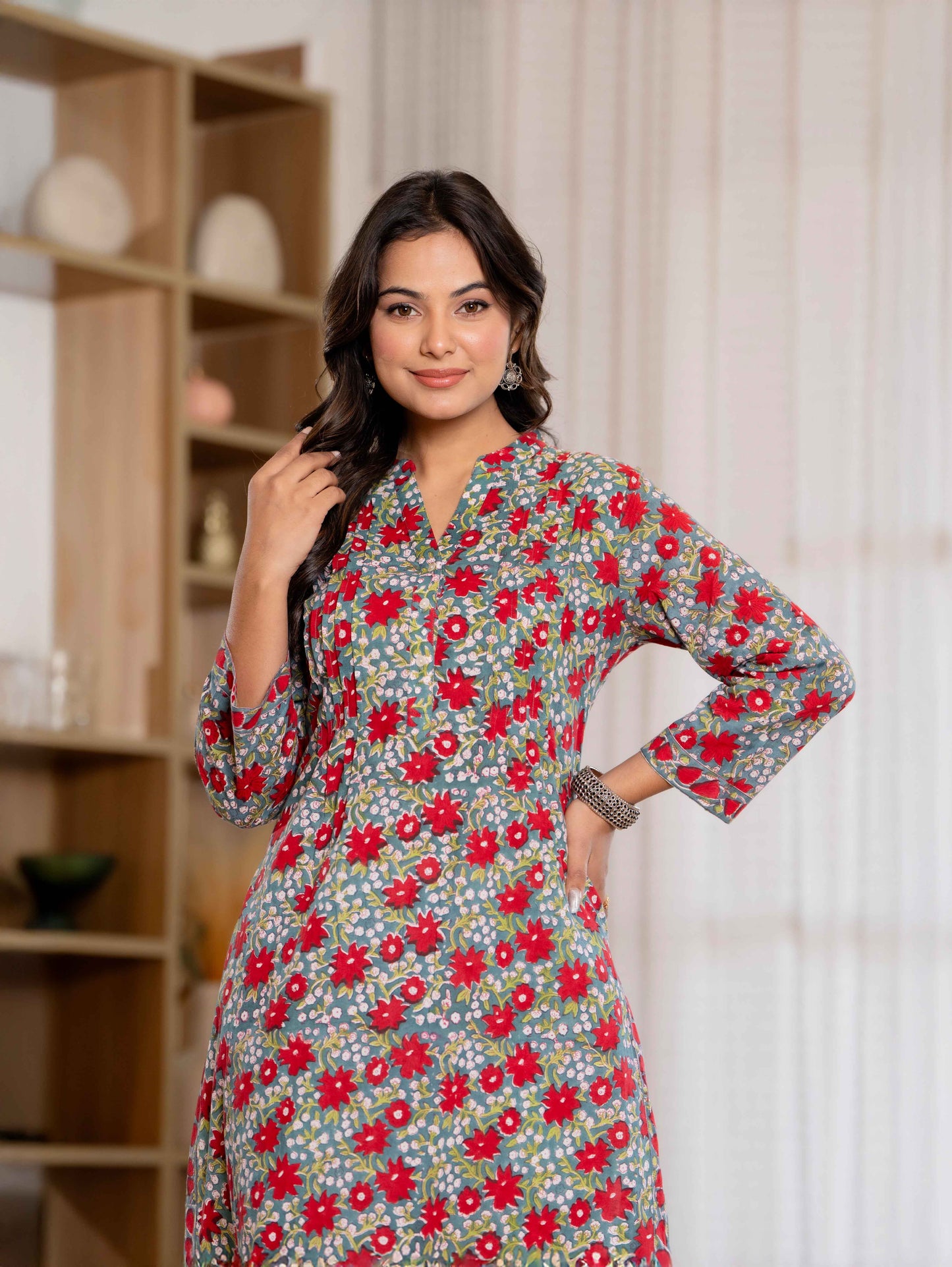 Elegance Charm Cotton Block Print Top