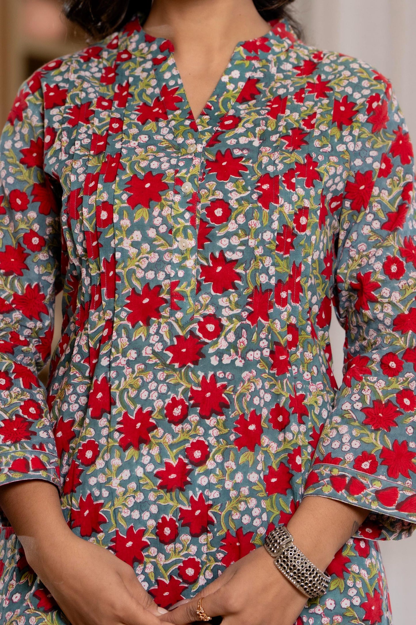 Elegance Charm Cotton Block Print Top