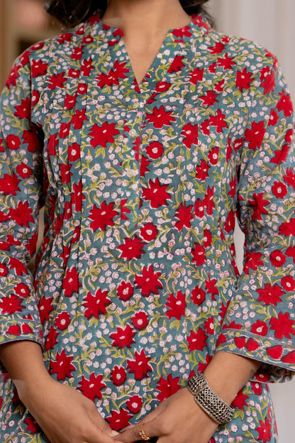 Elegance Charm Cotton Block Print Top