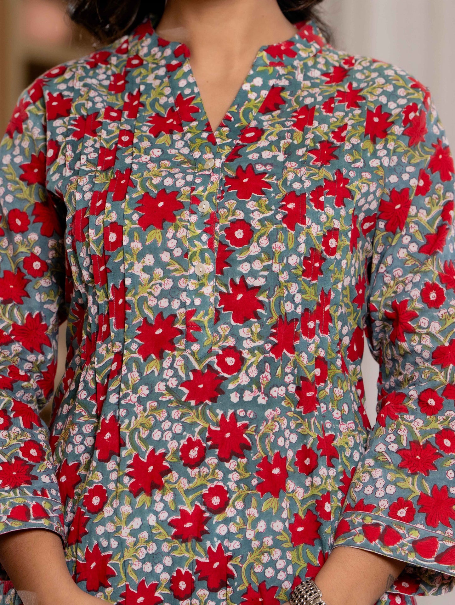 Elegance Charm Cotton Block Print Top