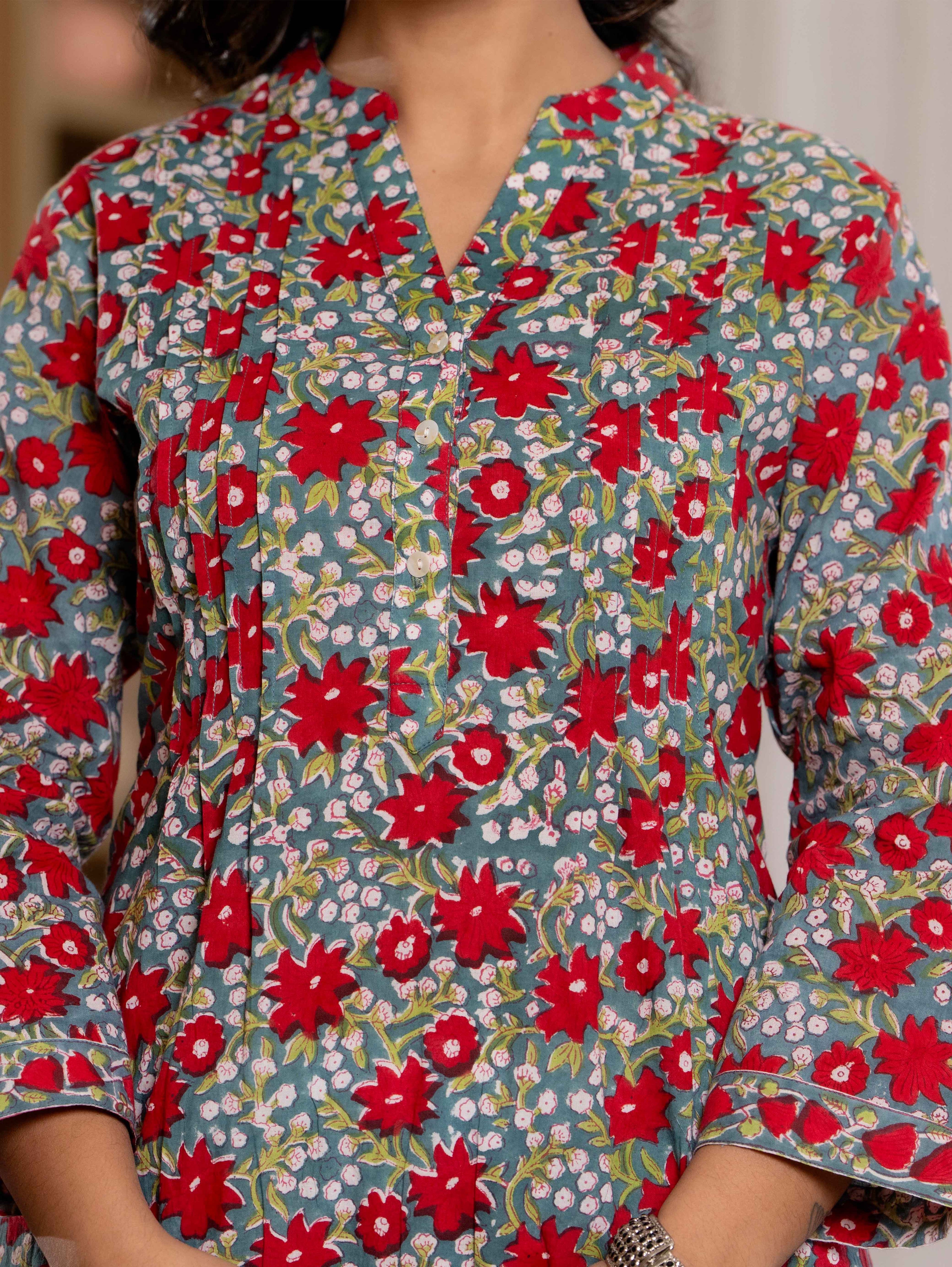 Elegance Charm Cotton Block Print Top