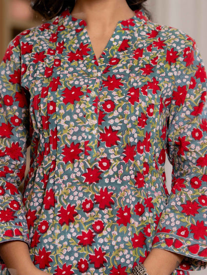 Elegance Charm Cotton Block Print Top