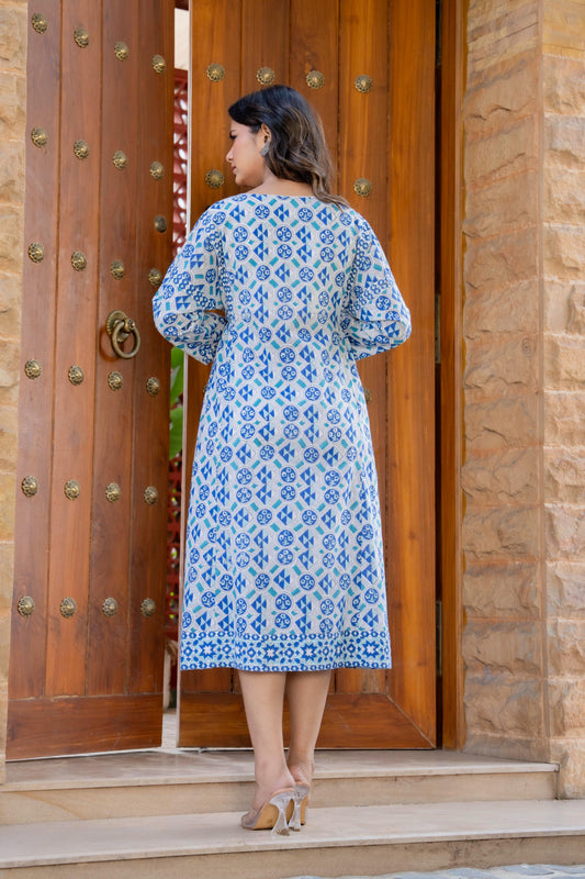 Hand Block Printed Cotton Long Dress -the heritage