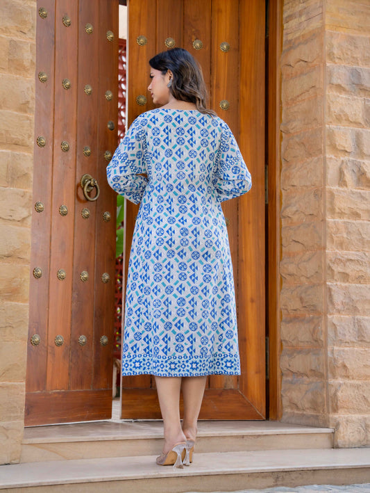 Hand Block Printed Cotton Long Dress -the heritage