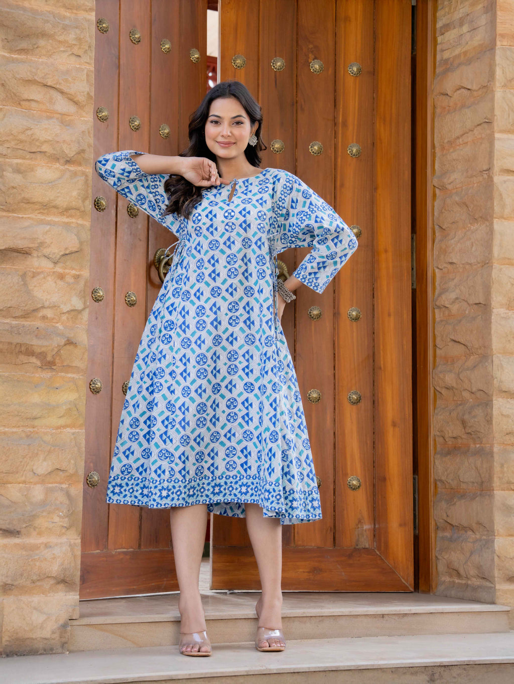 Hand Block Printed Cotton Long Dress -the heritage