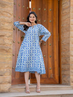 Hand Block Printed Cotton Long Dress -the heritage