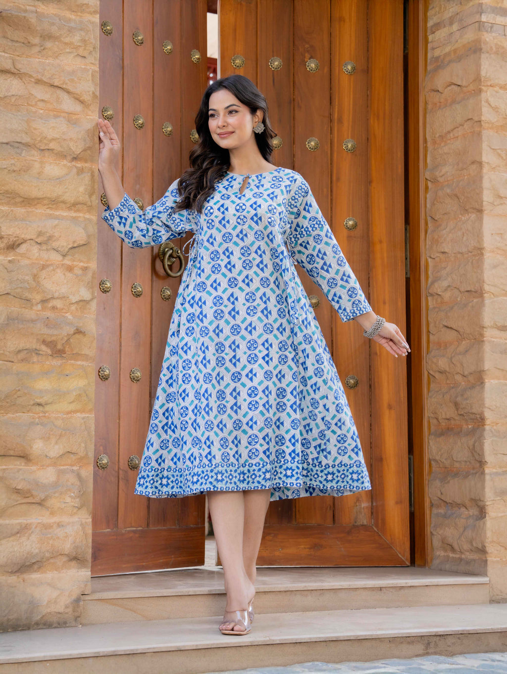 Hand Block Printed Cotton Long Dress -the heritage