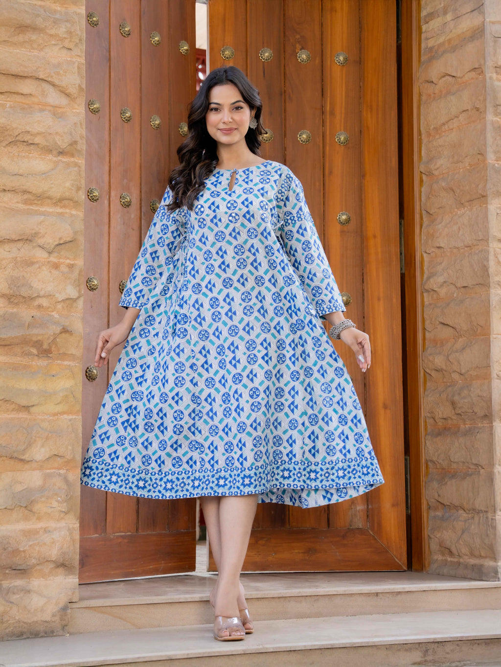 Hand Block Printed Cotton Long Dress -the heritage