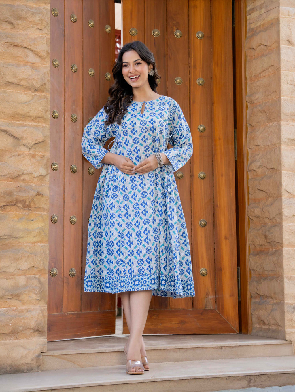 Hand Block Printed Cotton Long Dress -the heritage