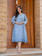 Hand Block Printed Cotton Long Dress -the heritage