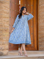 Hand Block Printed Cotton Long Dress -the heritage