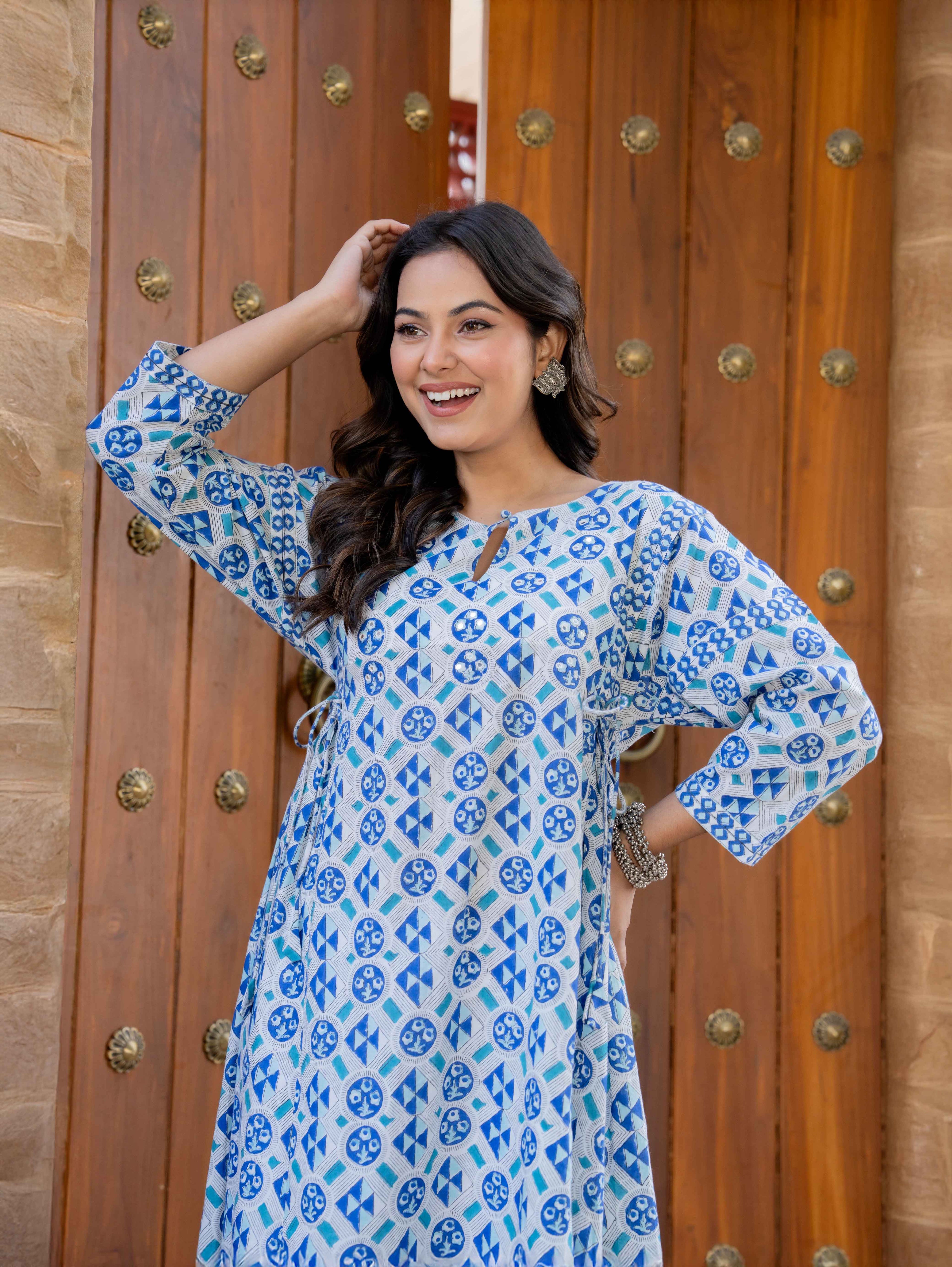 Hand Block Printed Cotton Long Dress -the heritage